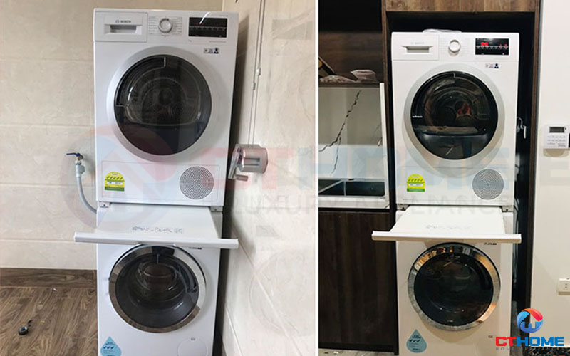 Kệ nối máy giặt sấy Bosch WTZ27400 giúp tiết kiệm tối đa không gian nhà bạn