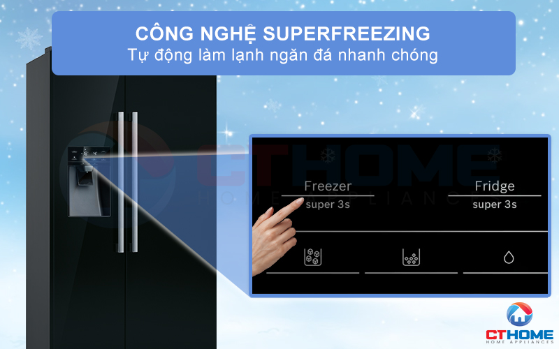 Công nghệ Superfreezing giúp tự động làm lạnh nhanh ngăn đá