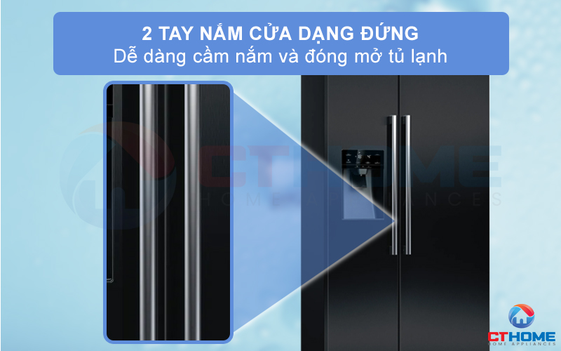 Tay nắm cửa dọc giúp người dùng dễ dàng cầm nắm để đóng mở cửa tủ