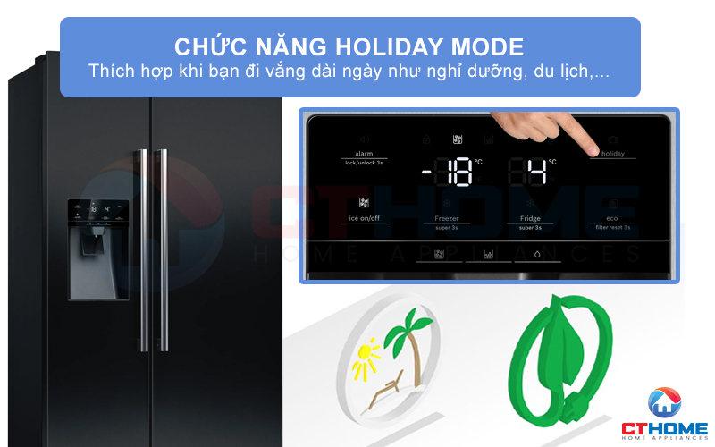 Chức năng Holiday Mode sẽ giúp bạn tắt hết các chế độ không cần thiết, giúp tiết kiệm được điện năng