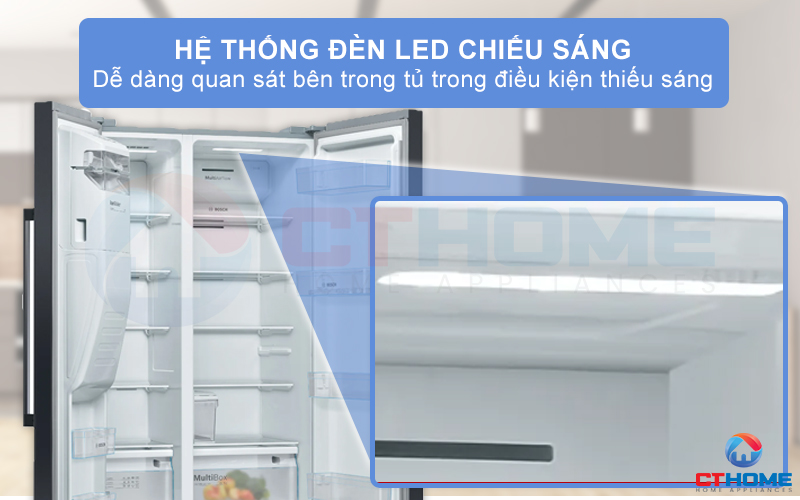 Người dùng có thể dễ dàng quan sát bên trong khoang tủ trong điều kiện thiếu sáng