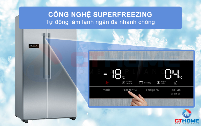 Tự động làm lạnh ngăn đá nhanh chóng với công nghệ Superfreezing
