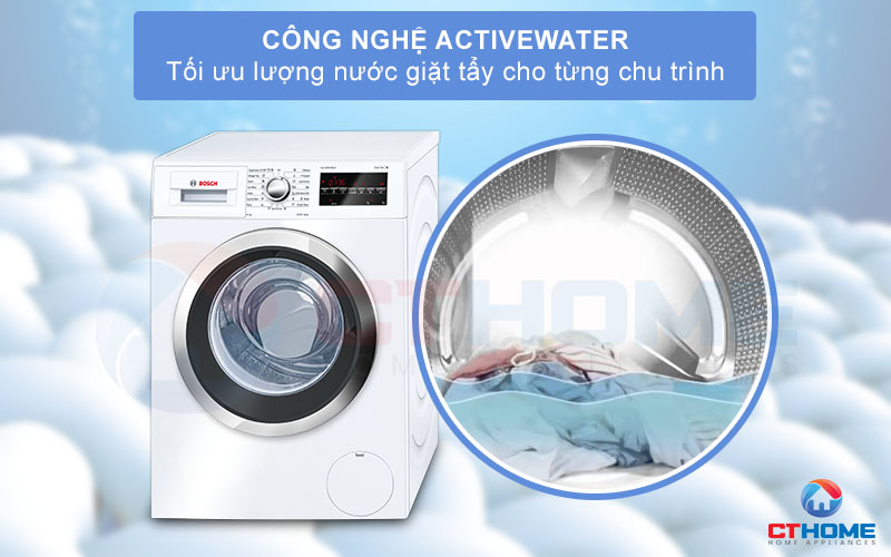 Công nghệ ActiveWater tối ưu lượng nước giặt hơn cho từng chu trình
