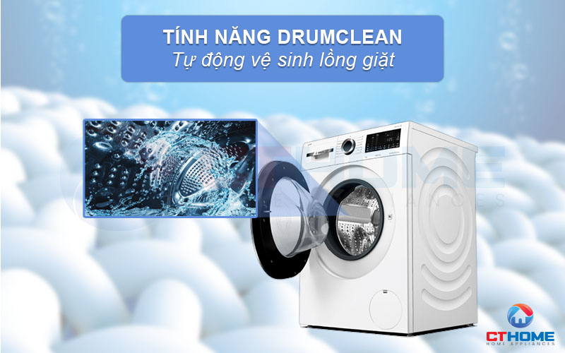 Dễ dàng vệ sinh lồng máy giặt Bosch WGG244A0SG với tính năng DrumClean