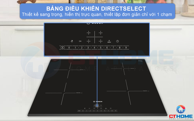 Lựa chọn công suất nấu chỉ với một lần chạm trên bảng điều khiển DirectSelect.