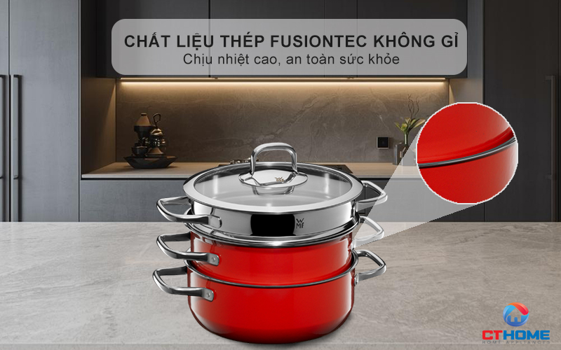 Chất liệu thép Fusiontec không gỉ -  Sáng bóng dẫn từ, giữ nhiệt tốt nhất