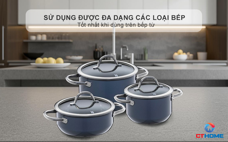 Sử dụng được đa dạng các loại bếp , tốt nhất khi dùng trên bếp từ