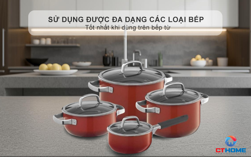 Sử dụng được đa dạng các loại bếp , tốt nhất khi dùng trên bếp từ