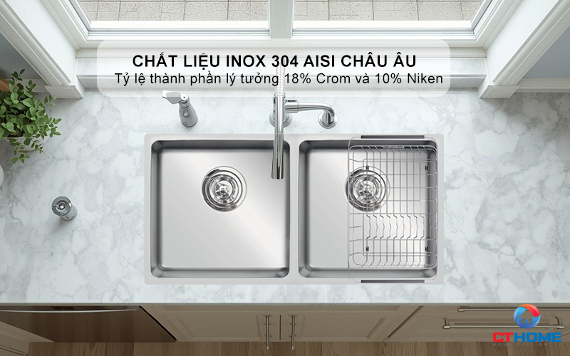 CHẬU RỬA CHÉN BÁT KONOX TURKEY SINK VIGO 860 INOX 304 2 HỐ CAO CẤP  TURKEYSINKVIGO860 2