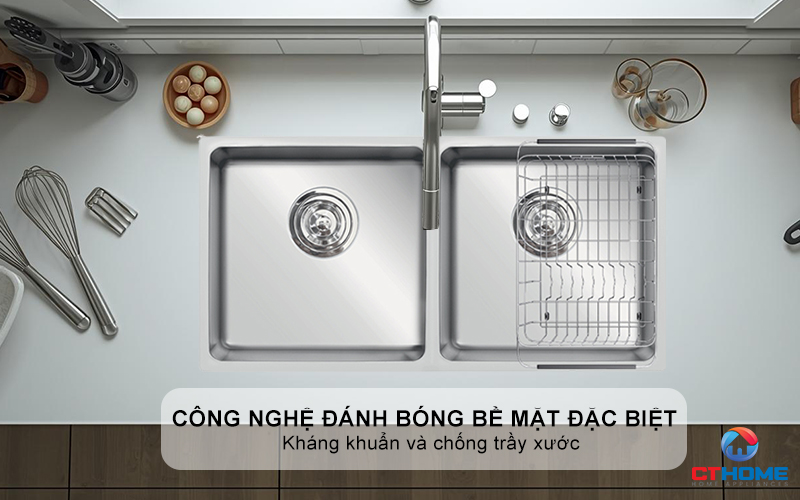 CHẬU RỬA CHÉN BÁT KONOX TURKEY SINK VIGO 860 INOX 304 2 HỐ CAO CẤP  TURKEYSINKVIGO860 3