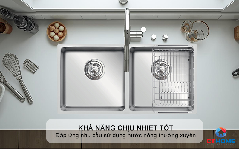 CHẬU RỬA CHÉN BÁT KONOX TURKEY SINK VIGO 860 INOX 304 2 HỐ CAO CẤP  TURKEYSINKVIGO860 5