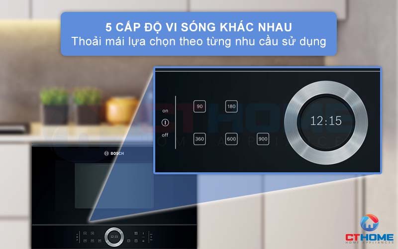 Đa dạng nhu cầu sử dụng với 5 cấp độ vi sóng cho bạn lựa chọn