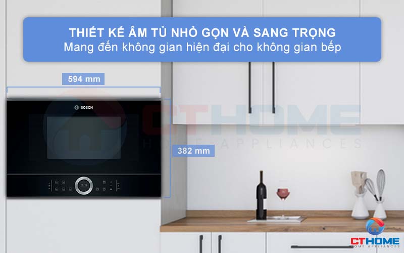 Kiểu dáng thiết kế âm tủ sang trong mang lại vẻ thẩm mỹ và hiện đại cho không gian bếp