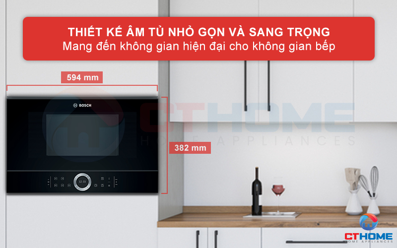 Kiểu dáng thiết kế âm tủ sang trong mang lại vẻ thẩm mỹ và hiện đại cho không gian bếp