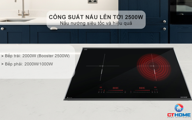BẾP TỪ KẾT HỢP HỒNG NGOẠI 2 VÙNG NẤU GRANDX SERIAL 6 GX E677SE GXE677SE 3