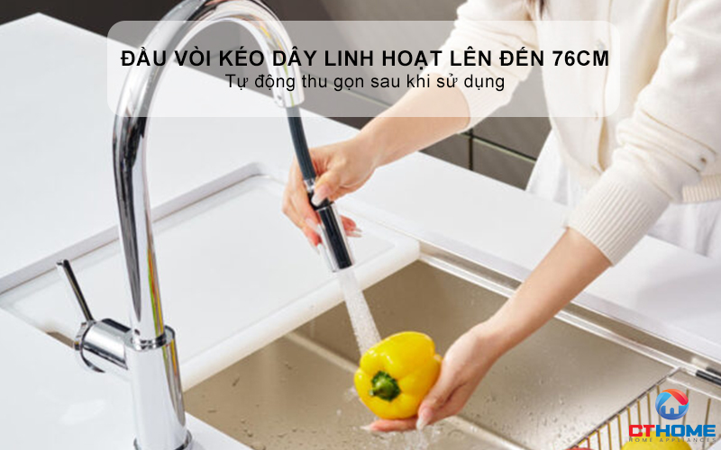 VÒI RỬA BÁT DÂY RÚT KONOX NÓNG LẠNH ALTO SMART CHROME ALTOSMARTCHROME 3