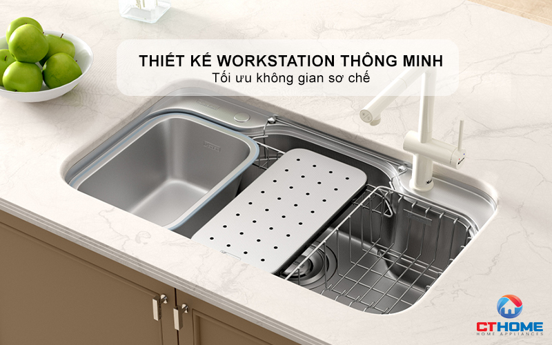 CHẬU RỬA CHÉN BÁT KONOX CHỐNG XƯỚC WORKSTATION SINK DEKOR 8048SU DEKOR8048SU 1