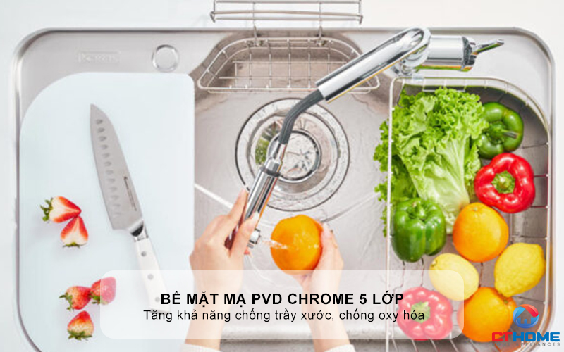 VÒI RỬA BÁT DÂY RÚT KONOX NÓNG LẠNH LUMO SMART CHROME  LUMOSMARTCHROME 2
