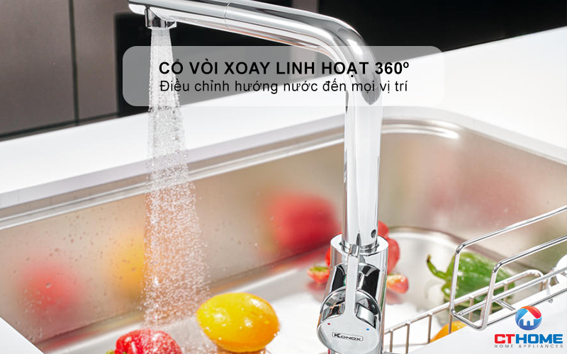 VÒI RỬA BÁT DÂY RÚT KONOX NÓNG LẠNH LUMO SMART CHROME  LUMOSMARTCHROME 4