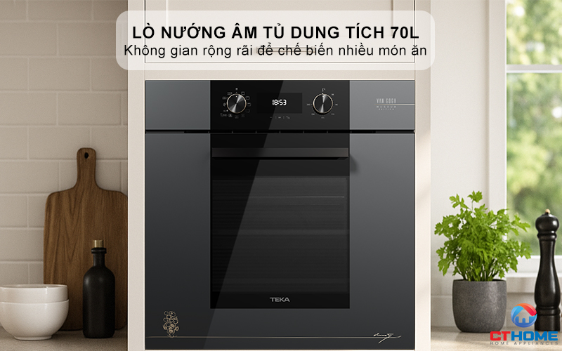 Lò nướng âm tủ dung tích 70L thoải mái chế biến món nướng