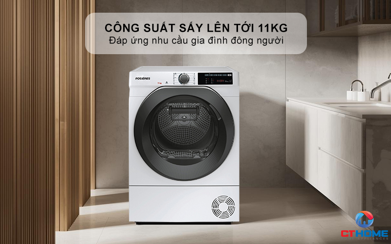 Công suất sấy lên tới 11kg - Đáp ứng nhu cầu gia đình đông người