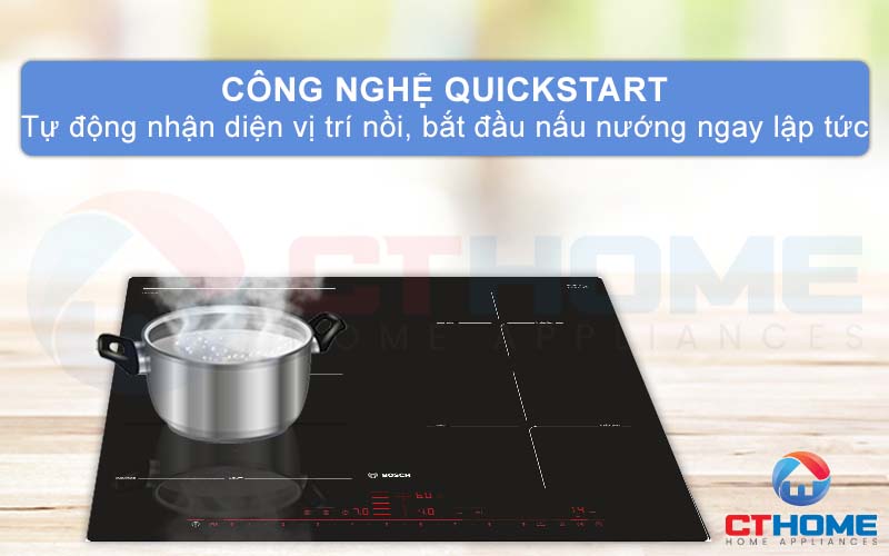 QuickStart nhận diện vị trí nồi để bắt đầu nấu nướng ngay lập tức.