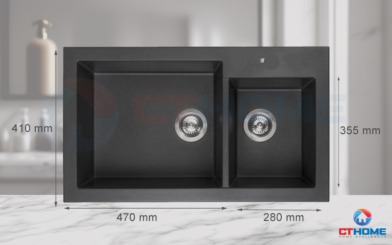 Thiết kế chậu 2 hố lệch, thoải mái sử dụng theo nhu cầu