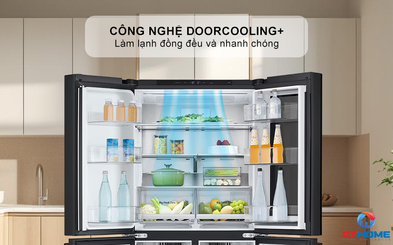 Công nghệ DoorCooling+™ làm lạnh từ cánh cửa, hơi lạnh lan tỏa đều
