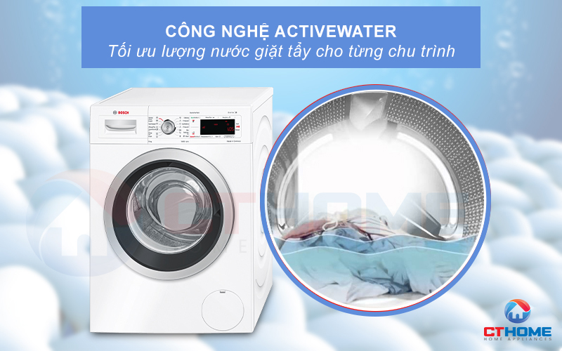 Tối ưu lượng nước giặt từng chu trình nhờ công nghệ ActiveWater.