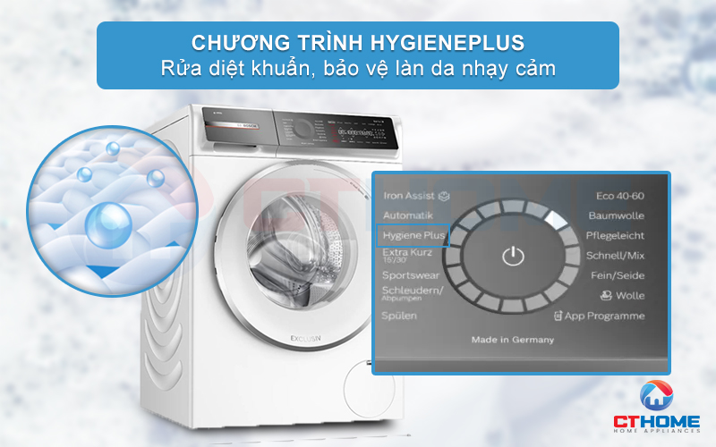 Chương trình Hygiene Plus giặt diệt khuẩn, bảo vệ làn da nhạy cảm