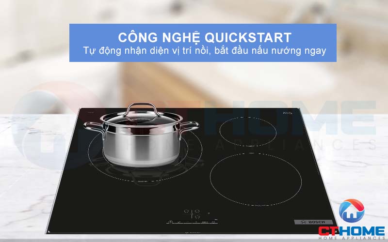 Chức năng QuickStart tự động nhận diện vị trí nồi để bắt đầu nấu nướng.