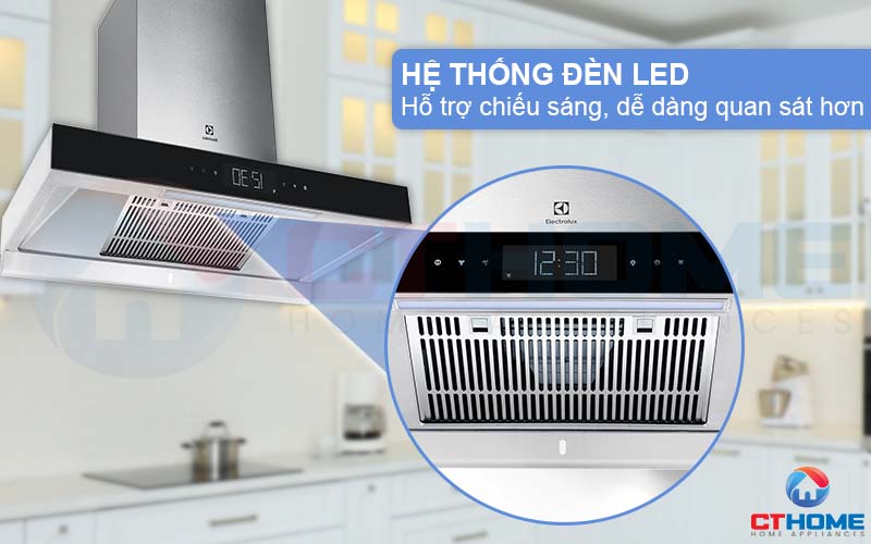 Hệ thống đèn LED chiếu sáng, dễ dàng dàng quan sát căn bếp khi sử dụng