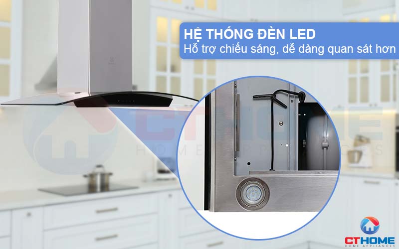 Hệ thống đèn LED chiếu sáng, dễ dàng dàng quan sát căn bếp khi sử dụng
