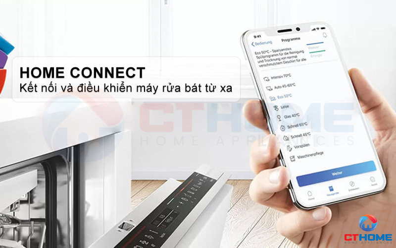 Kết nối và điều khiển máy rửa bát SMS8TCI01E từ xa thông qua Home Connect