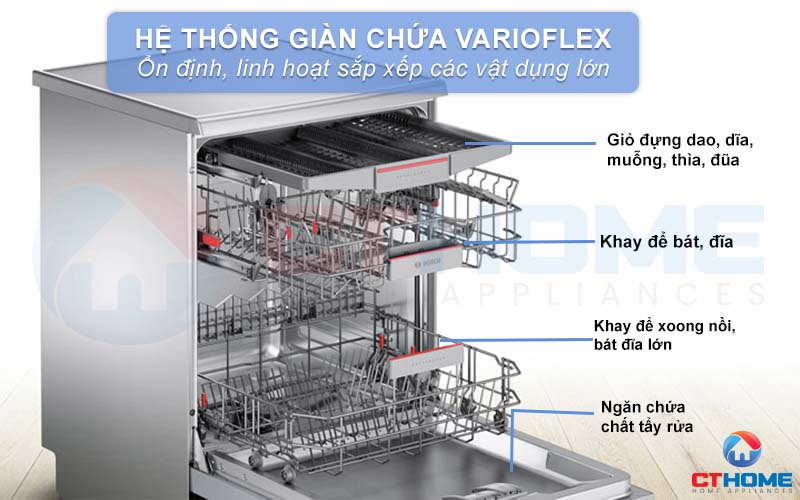 Giỏ chứa VarioFlex có thiết kế phù hợp để đựng vật dụng rộng rãi và thoải mái hơn