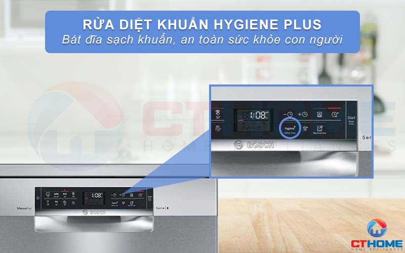 Chức năng rửa diệt khuẩn Hygiene Plus có thể kết hợp với các chương trình rửa thường