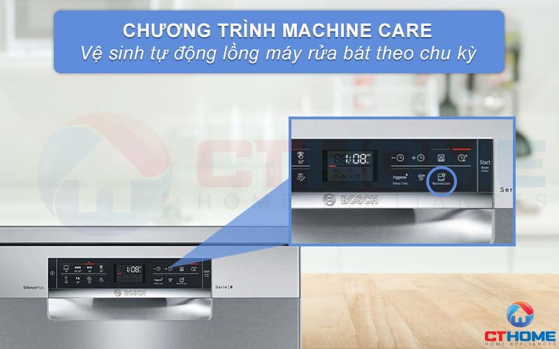 Vệ sinh tự động máy rửa bát nhờ chương trình Machine Care