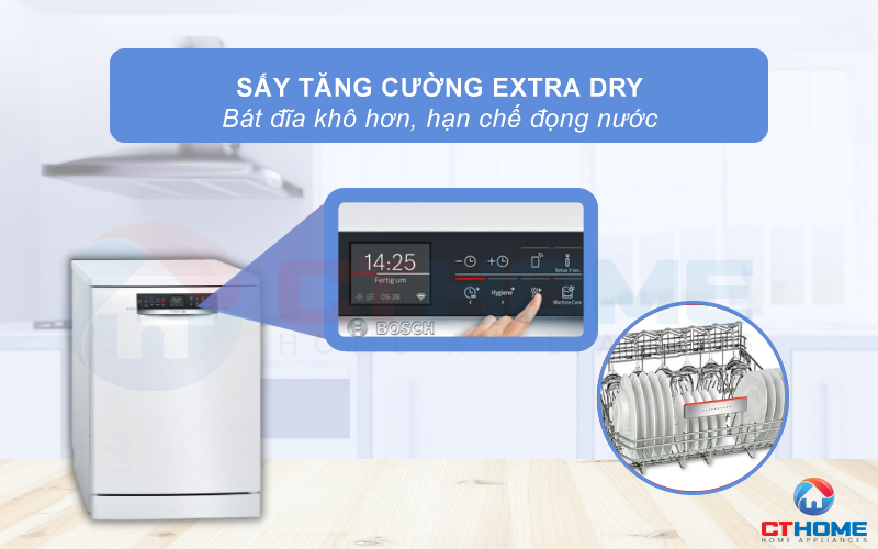 Bát đĩa khô hơn và hạn chế đốm trắng khi lựa chọn thêm Extra Dry