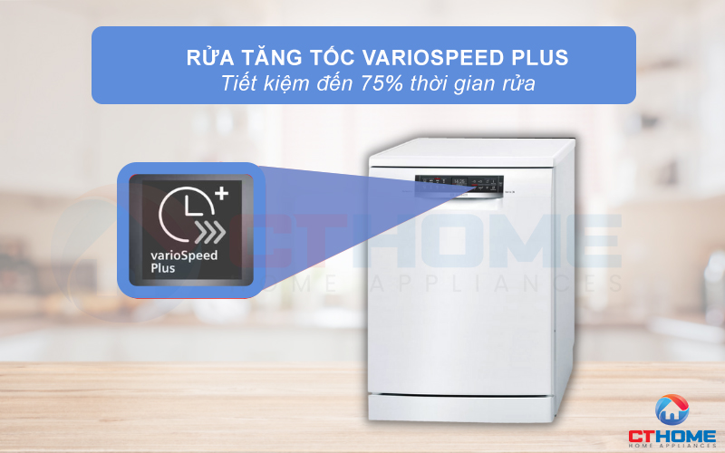 VarioSpeed Plus làm tăng tốc độ rửa, tiết kiệm đến 75% thời gian 