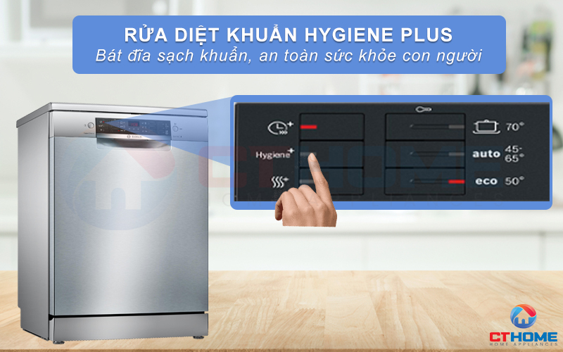 Tính năng Hygiene Plus giúp diệt khuẩn bát đĩa sạch và an toàn hơn