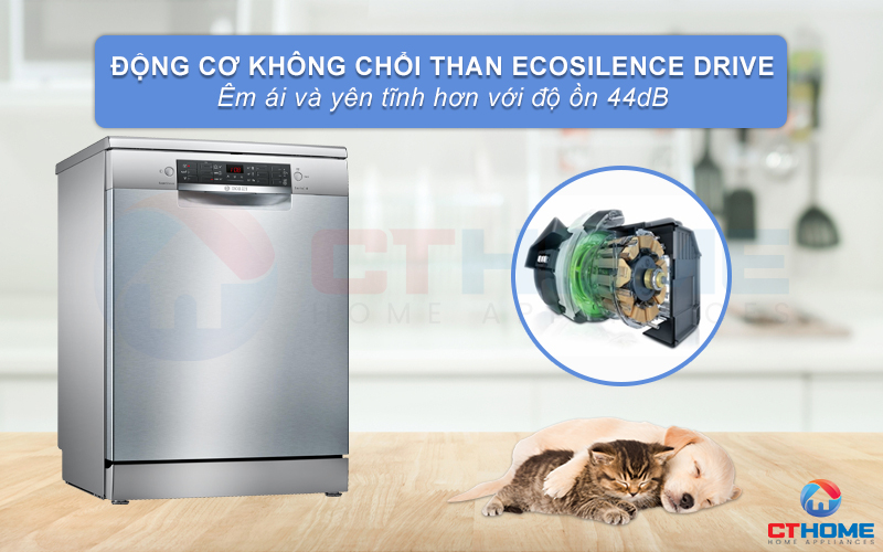 Động cơ không chổi than EcoSilence Drive giúp cho máy vận hành êm ái