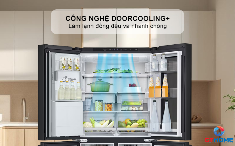 Công nghệ làm lạnh nhanh chóng và hiệu quả làm lạnh đồng đều với công nghệ DoorCooling+™