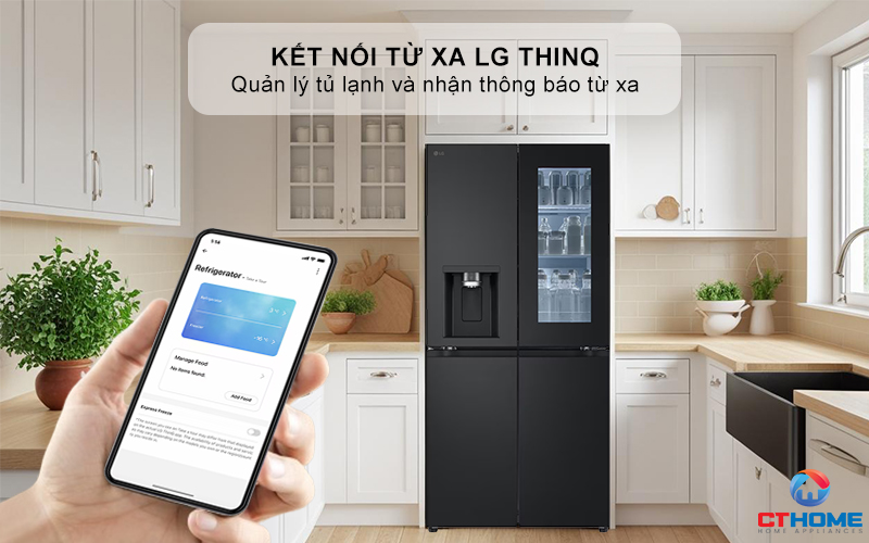Quản lý tủ lạnh trong tầm tay bạn với LG ThinQ™ điều khiển từ xa, giúp cuộc sống của bạn thông minh hơn