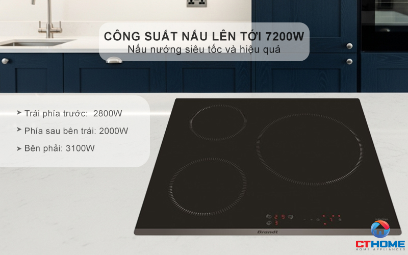 BẾP TỪ 3 VÙNG NẤU BRANDT BPI6314B 7200W MÀU ĐEN 3