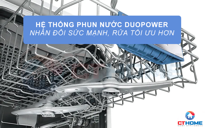 Tăng gấp đôi sức mạnh tẩy rửa với hệ thống phun nước DuoPower