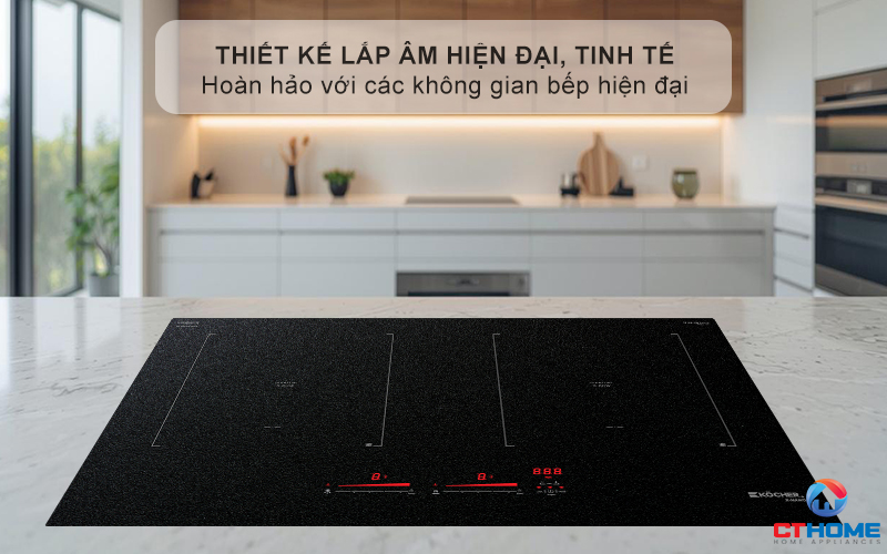 Thiết kế bếp từ âm tủ sang trọng, tinh tế