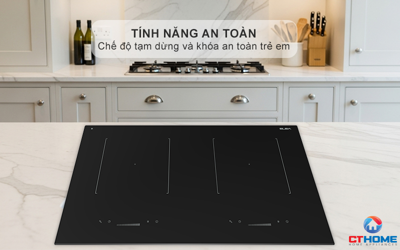 BẾP TỪ 2 VÙNG NẤU ÂM BÀN ELBA  ELIO 71 00 MÀU ĐEN 4600W  ELIO7100 11