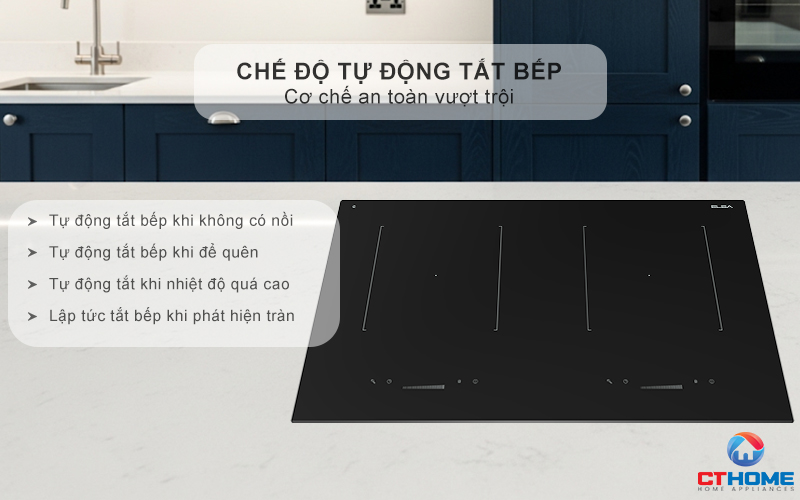 BẾP TỪ 2 VÙNG NẤU ÂM BÀN ELBA  ELIO 71 00 MÀU ĐEN 4600W  ELIO7100 9