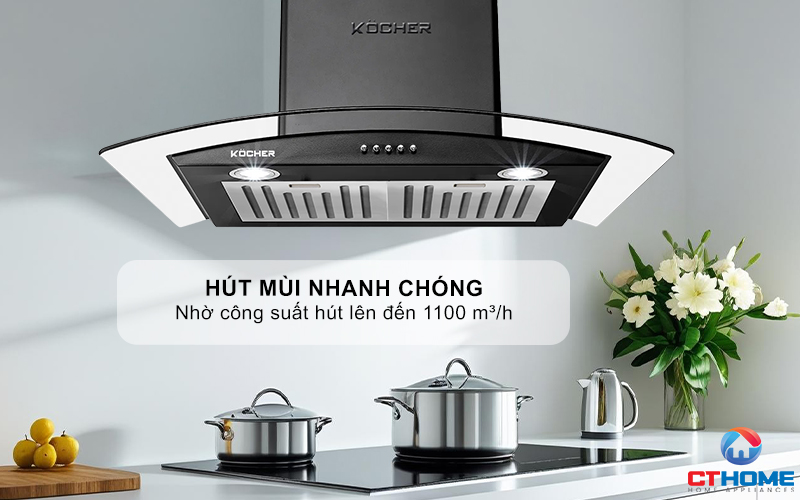 MÁY HÚT MÙI GẮN TƯỜNG KÍNH CONG KOCHER K-8870BL NGANG 70CM K8870BL 2
