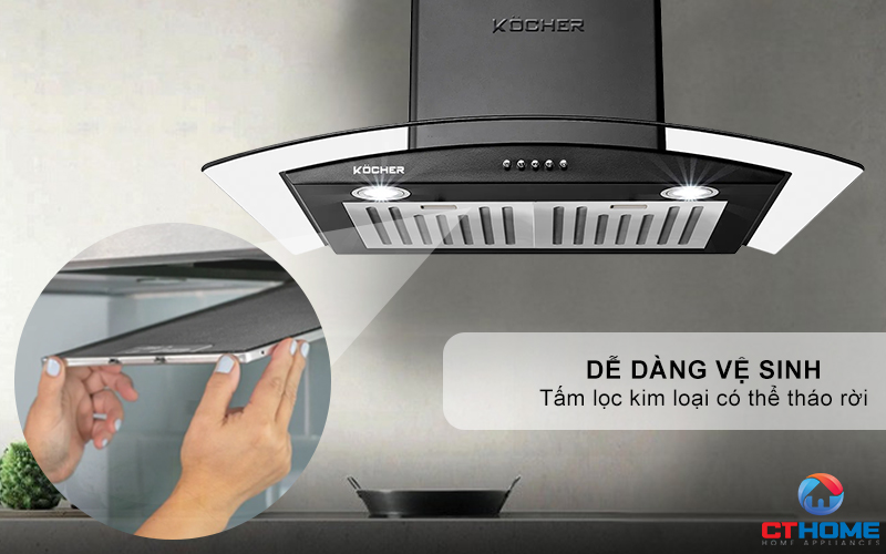 MÁY HÚT MÙI GẮN TƯỜNG KÍNH CONG KOCHER K-8870BL NGANG 70CM K8870BL 7